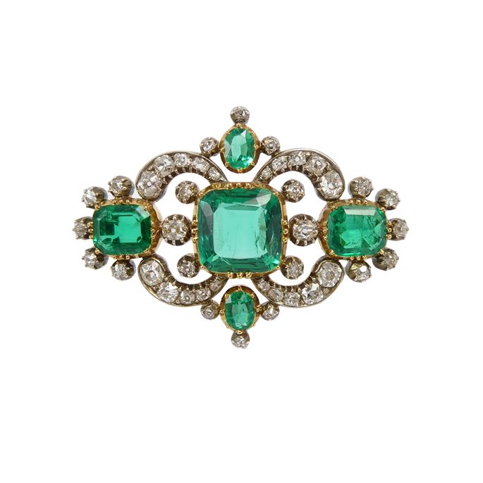 Regency emerald and diamond brooch | MasterArt